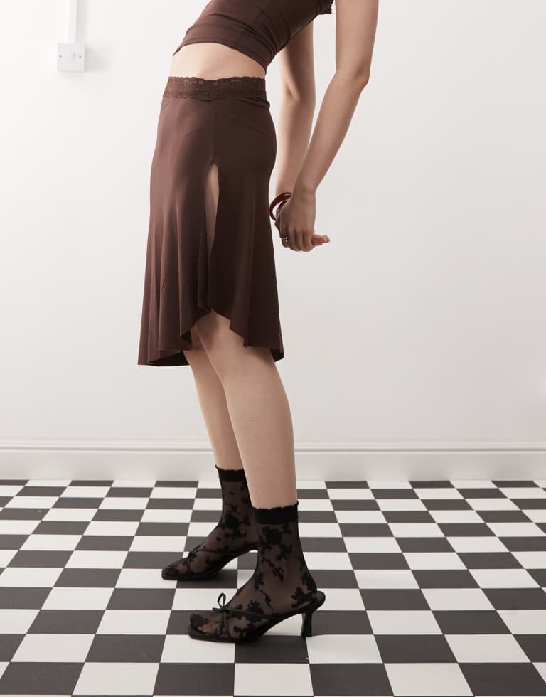 Motel Womens Laudine midi co-ord skirt in bitter chocolate - Brown - Large