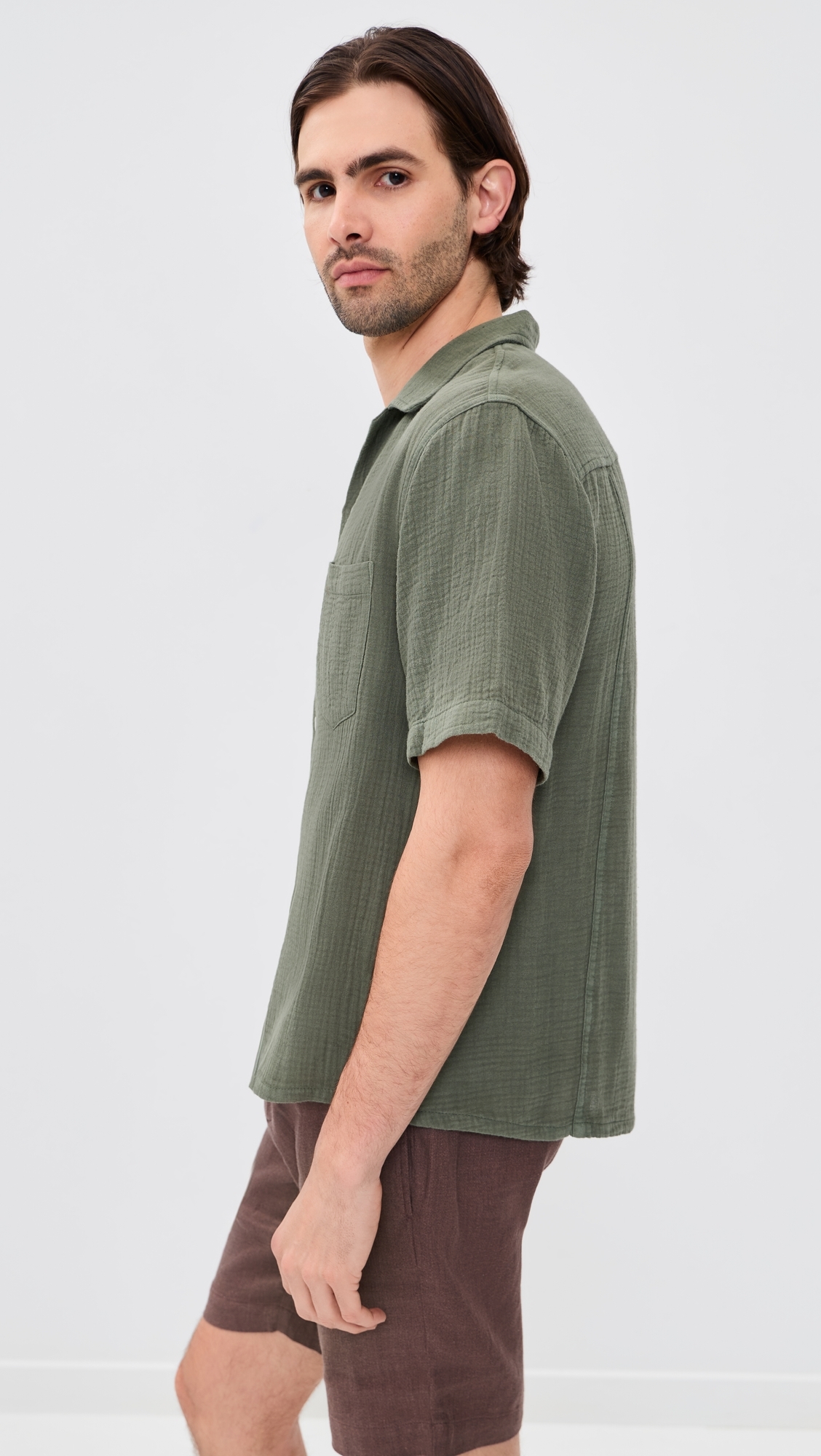 Double Cloth Short Sleeve Top Army