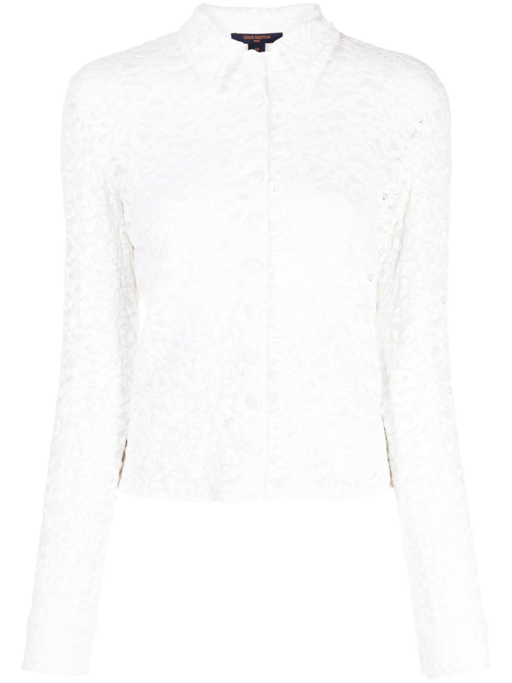 2000s long-sleeve lace shirt - White