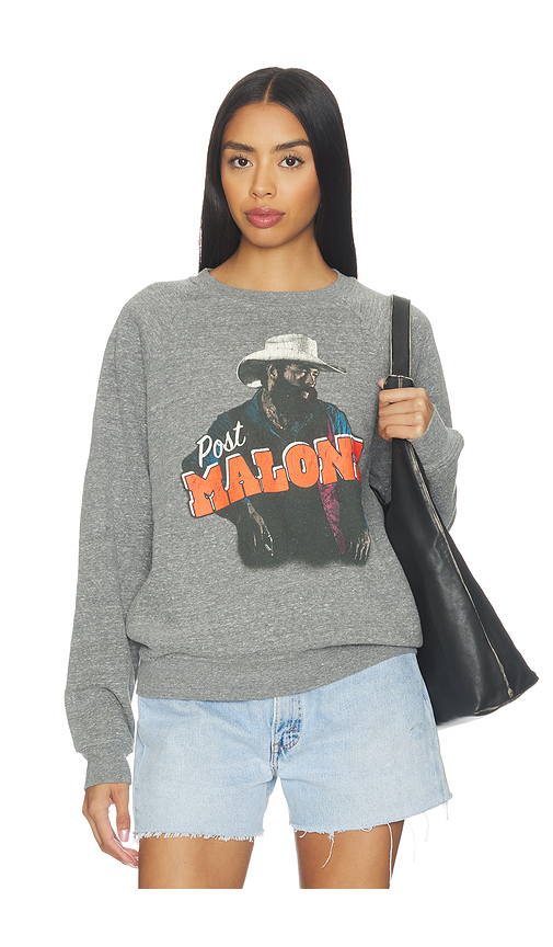 DAYDREAMER Post Malone Posty Leanin Vintage Raglan Sweatshirt in Grey. - XS also in S, M