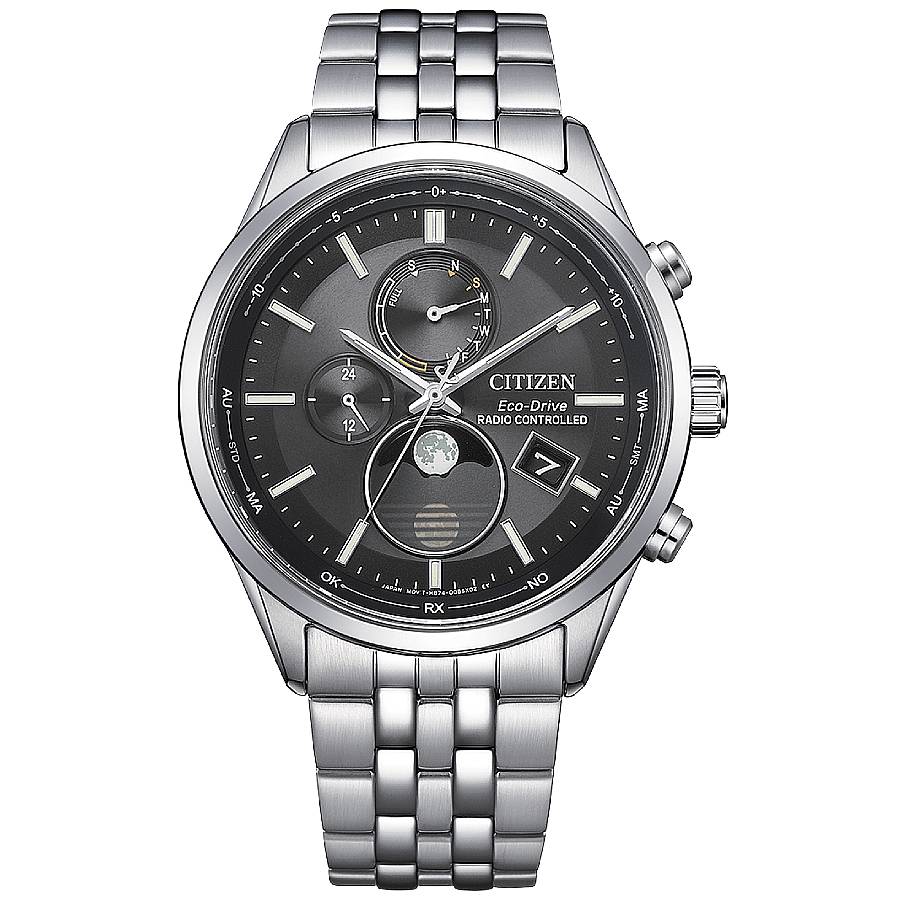 Eco-Drive Radio-Controlled Moon Phase Black Dial Mens Watch BY1030-50E