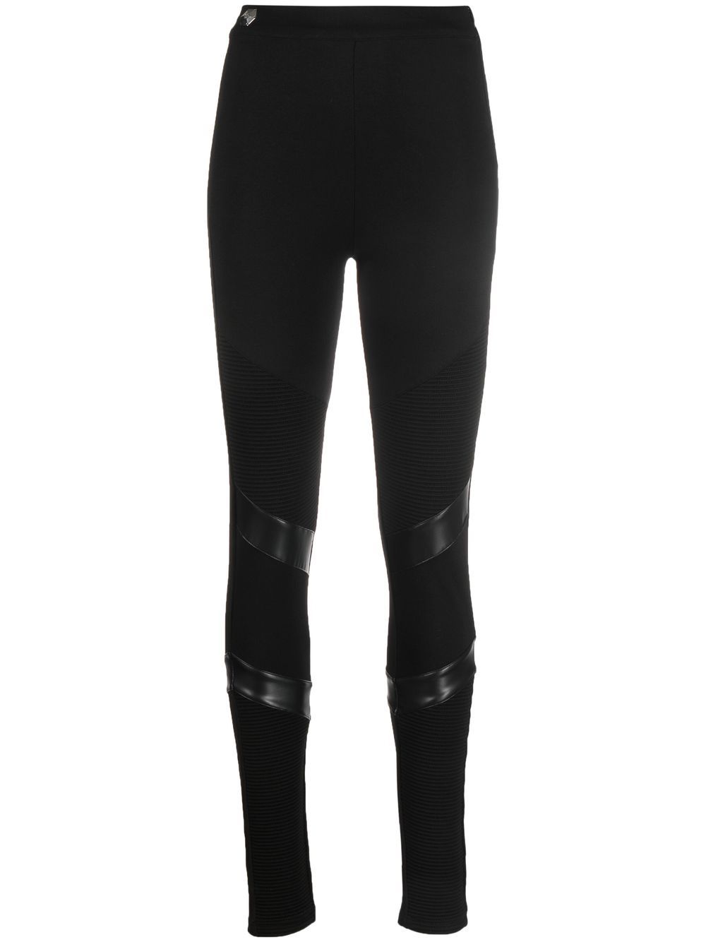 Super high-waisted denim-leggings - Black