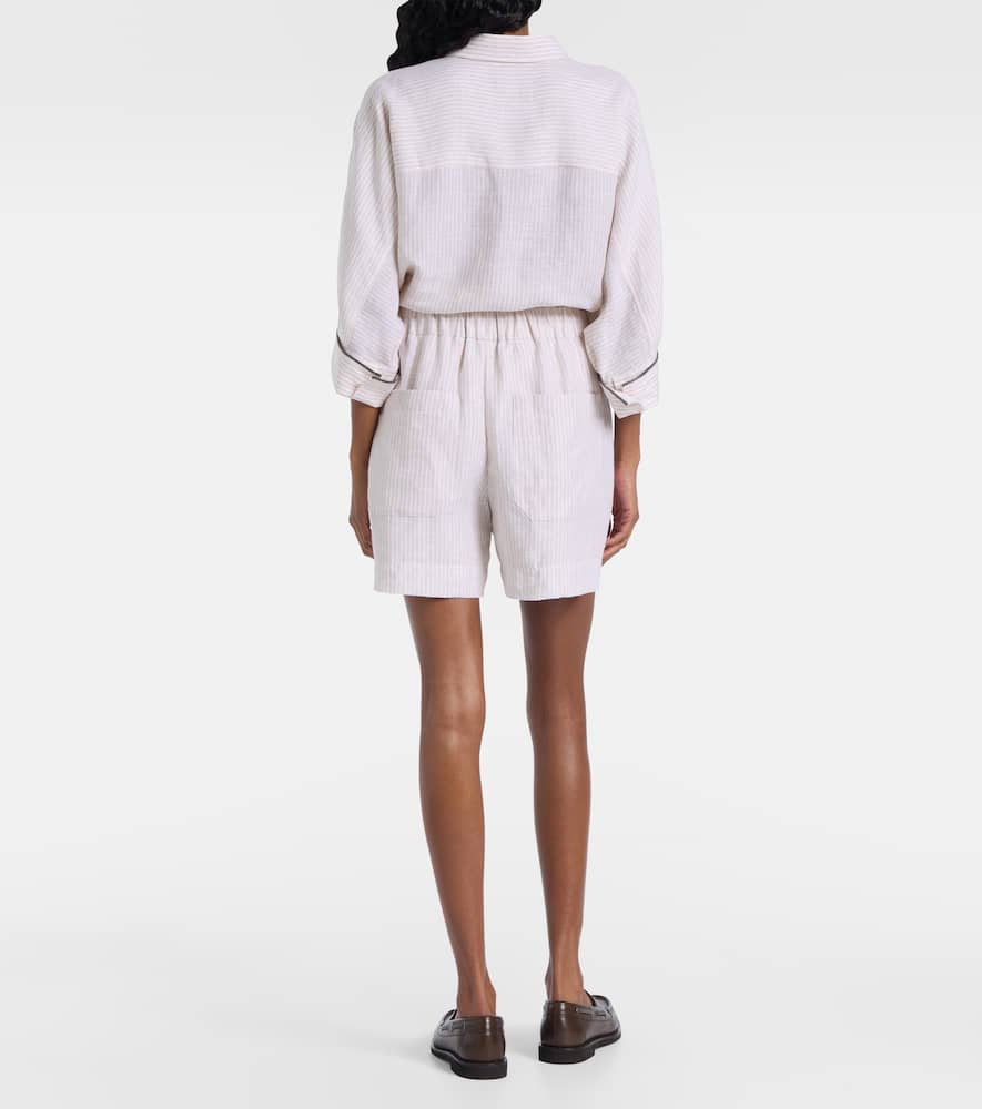 Striped linen Bermuda shorts