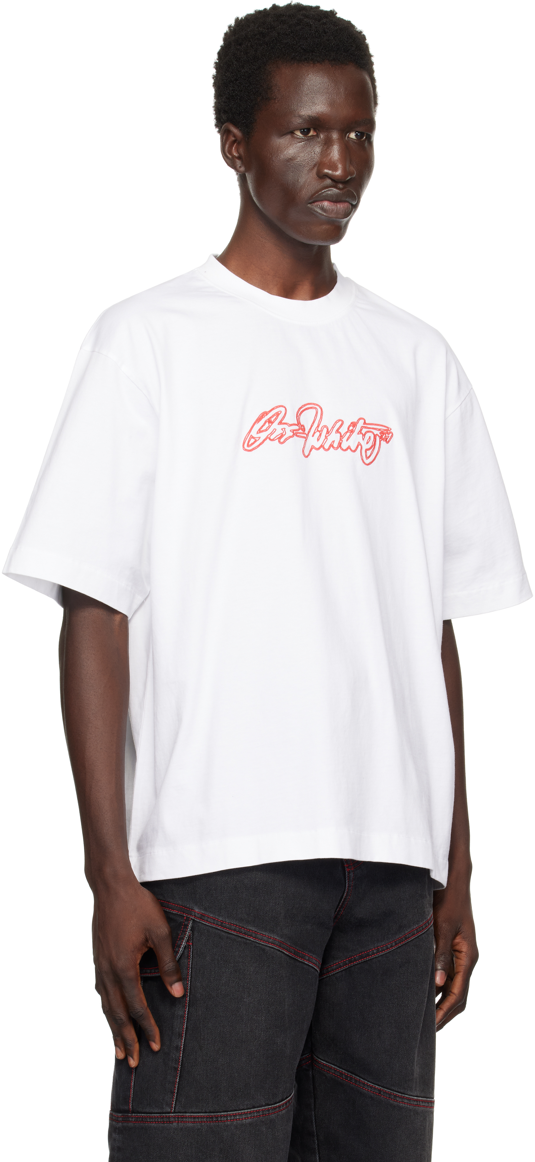 Off-White White Script Outline Skate T-shirt