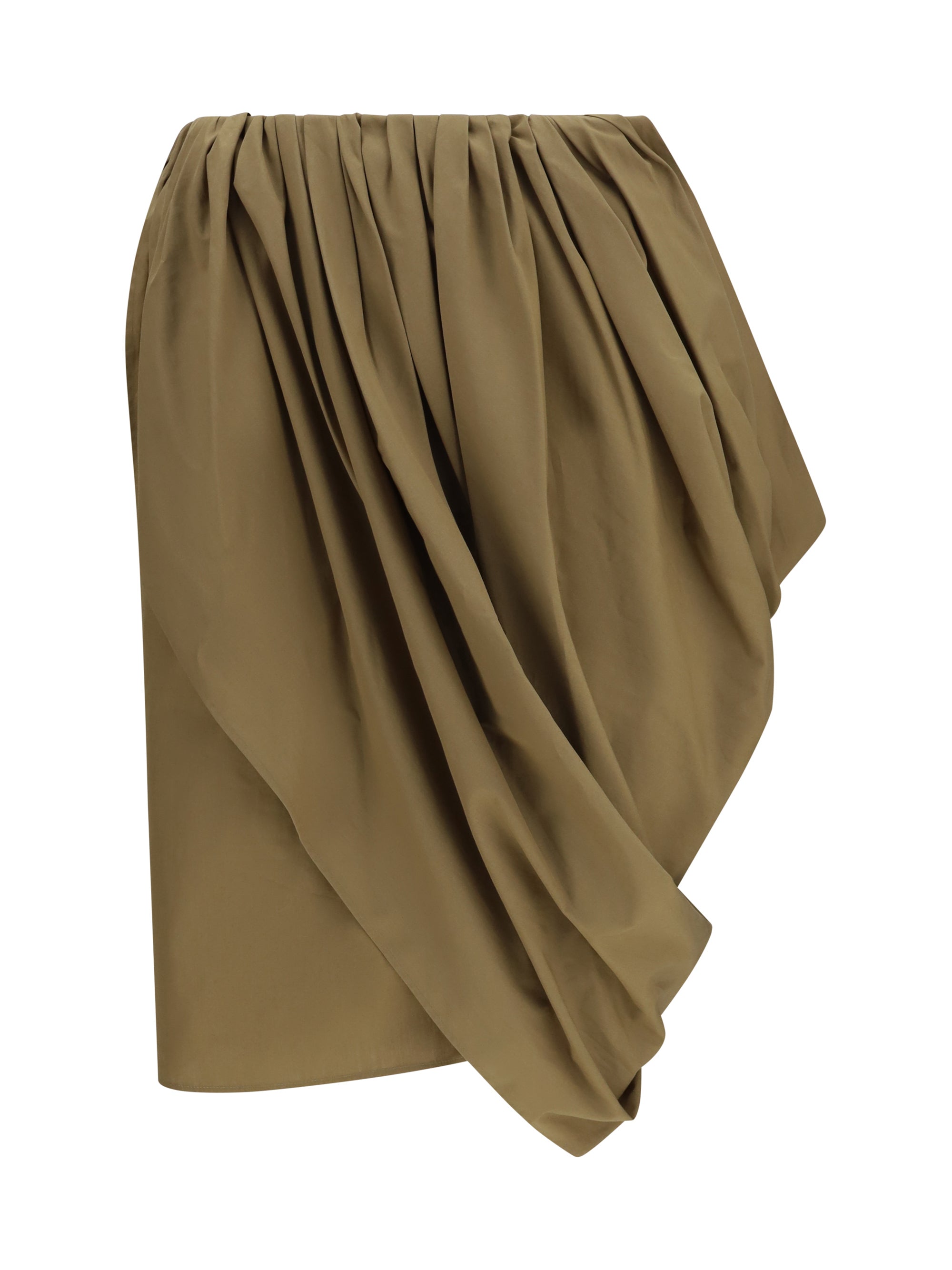 Draped Cotton Skirt — Olive