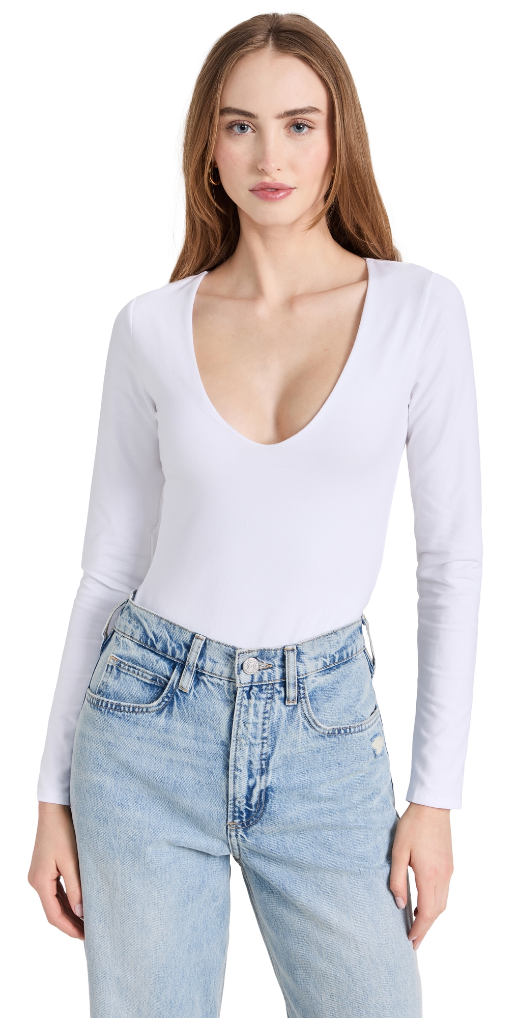 Weekender Deep V Thong Bodysuit White