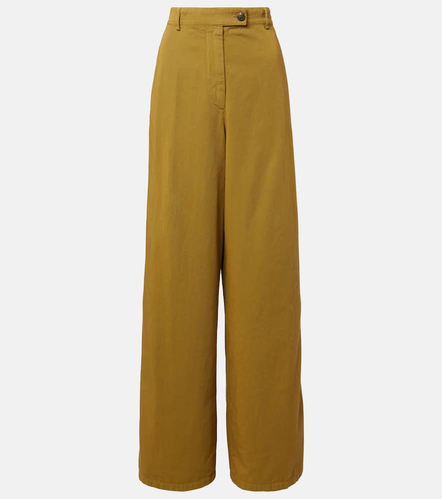 High-rise cotton wide-leg pants