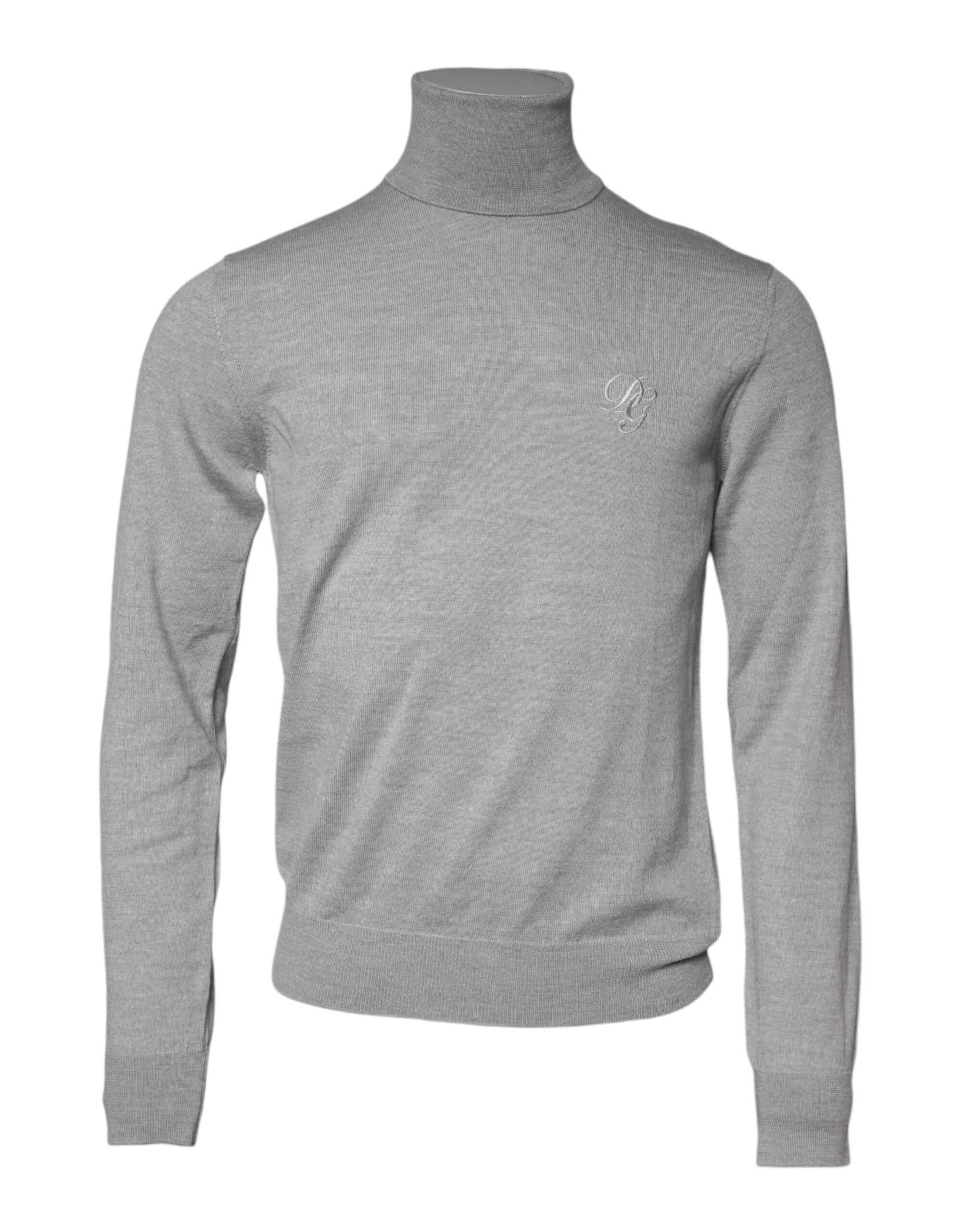 Virgin Wool Turtleneck Sweater — Gray