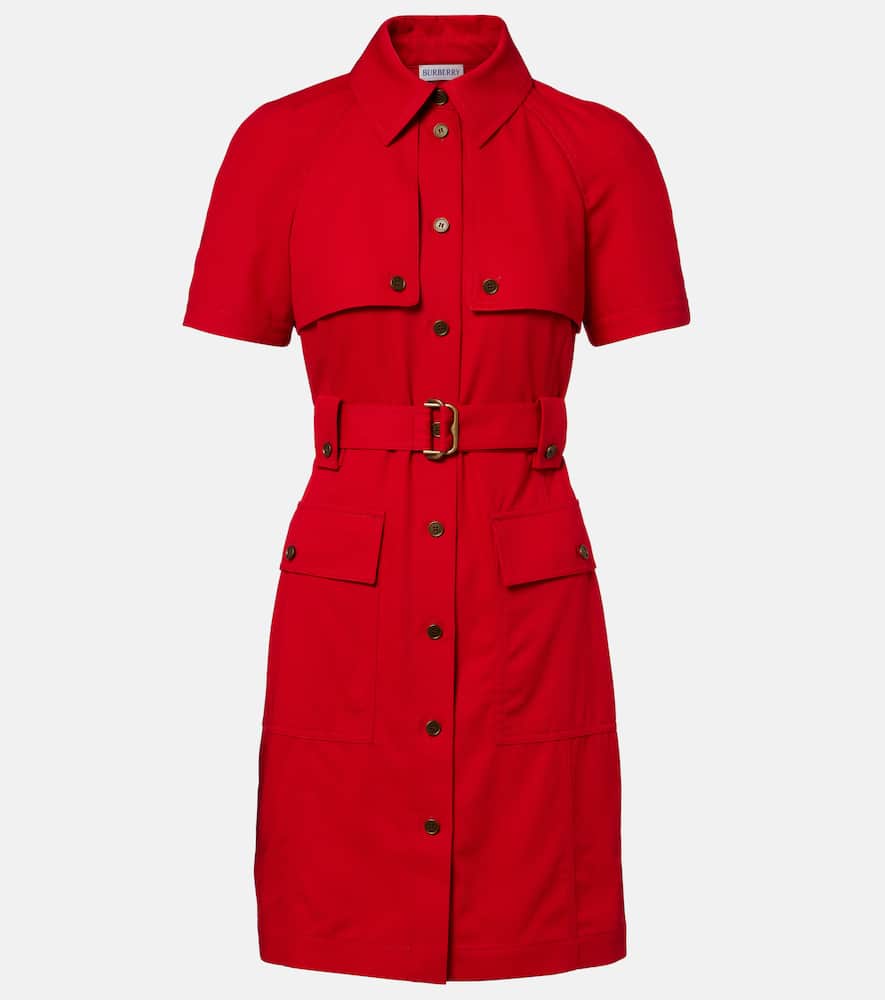 Belted wool shirt dress