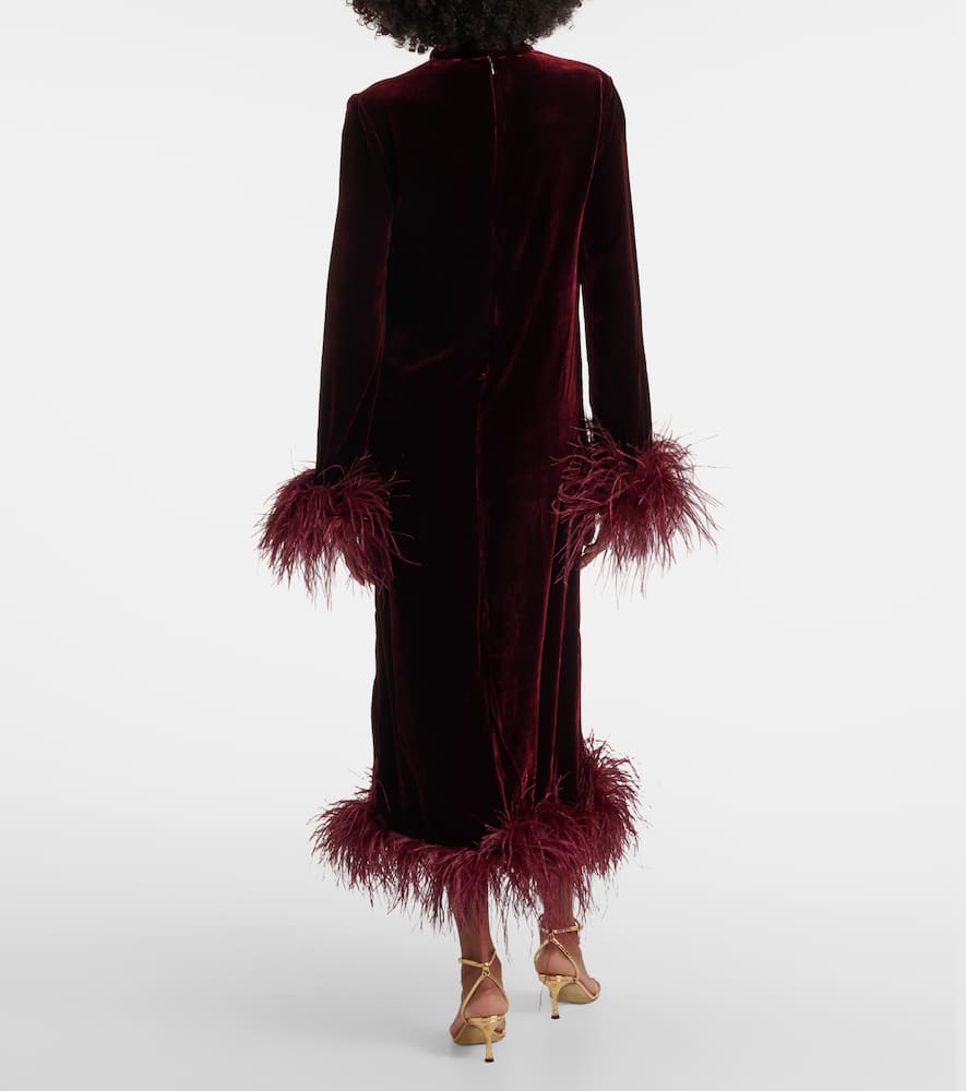 Gina Venti feather-trimmed midi dress