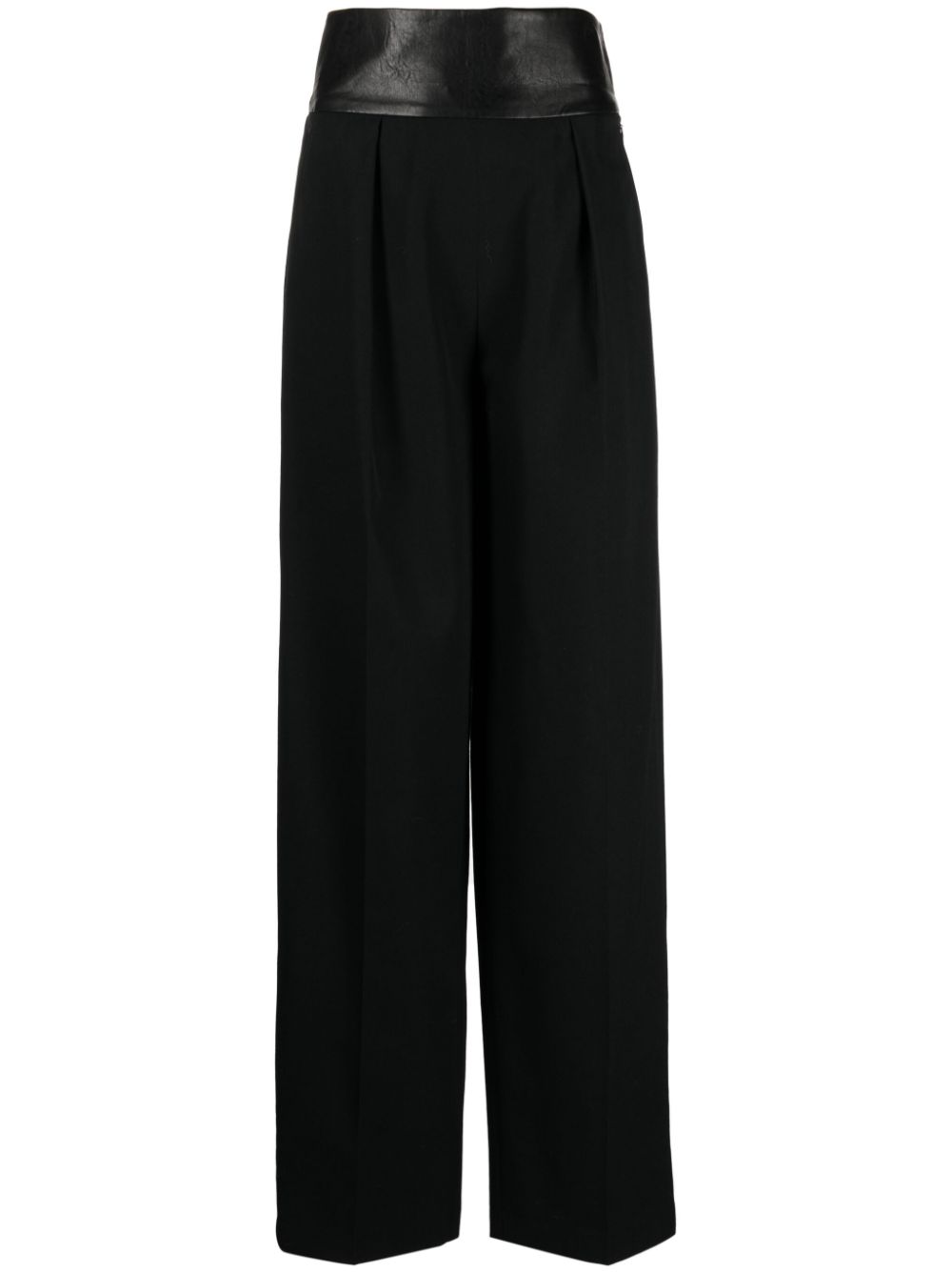 High-waist pleat-detailing tailored trousers - Black