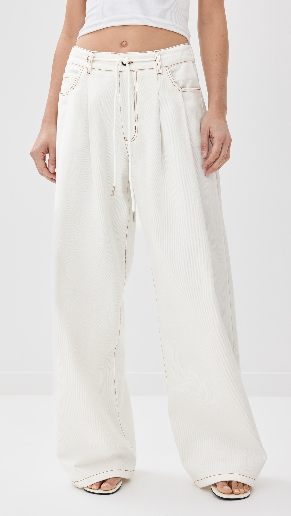 Slouched Tie Up Jeans Porcelain