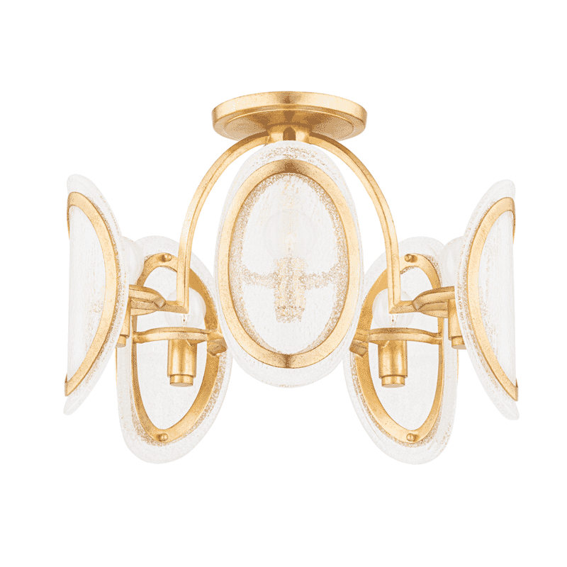 Vintage Gold Leaf Five Light Semi Flush Mount from the Danes Collection