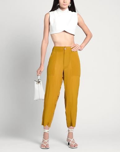 Woman Pants Mustard Size 4 Silk, Cotton, Elastane