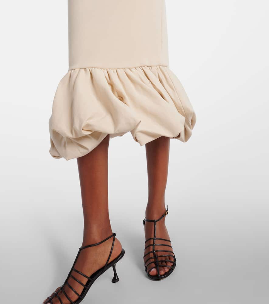 Camille ruffled linen-blend midi skirt