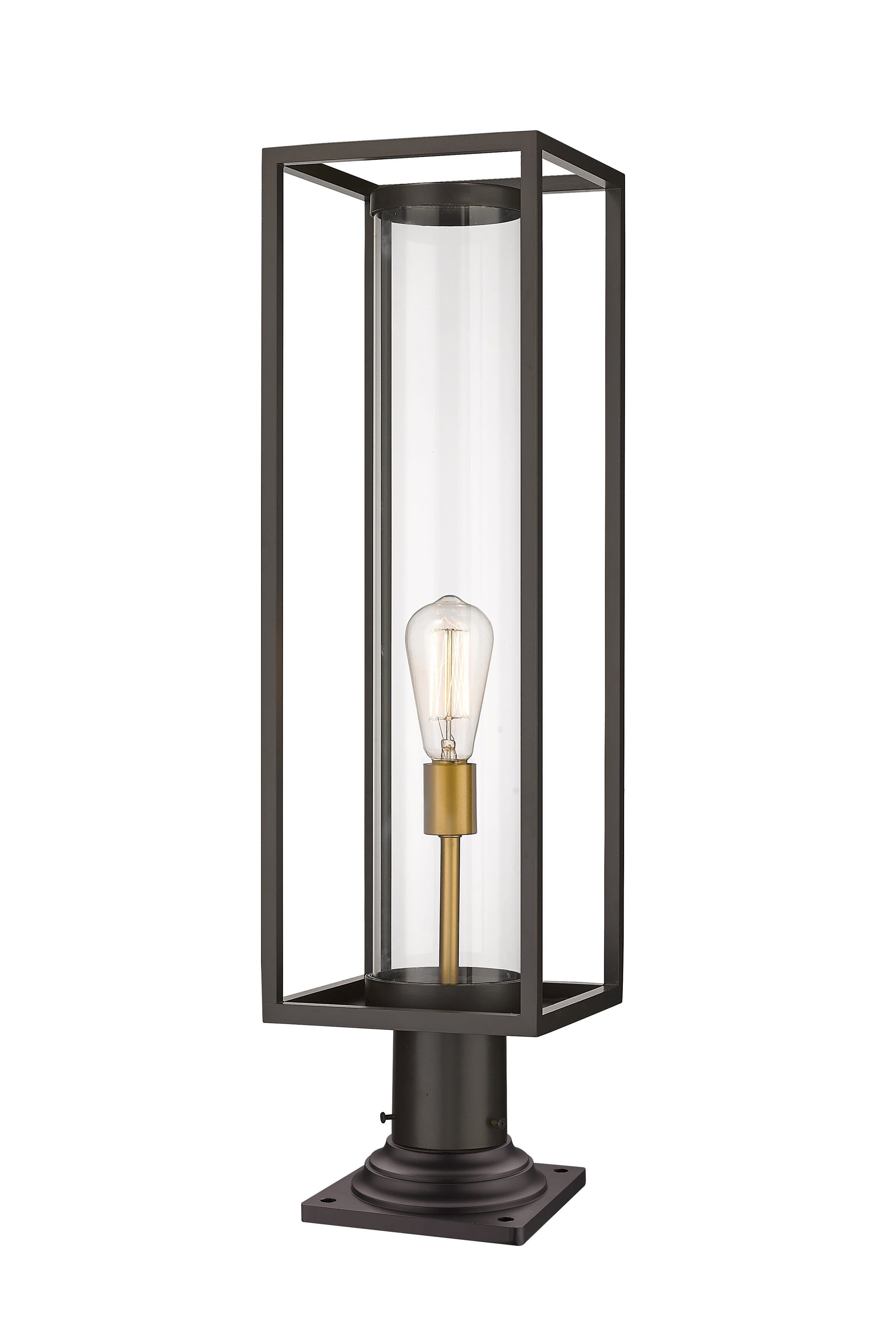 Dunbroch 1-Light Outdoor Pier Mounted Fixture Light In Deep Bronze With Outdoor Bra