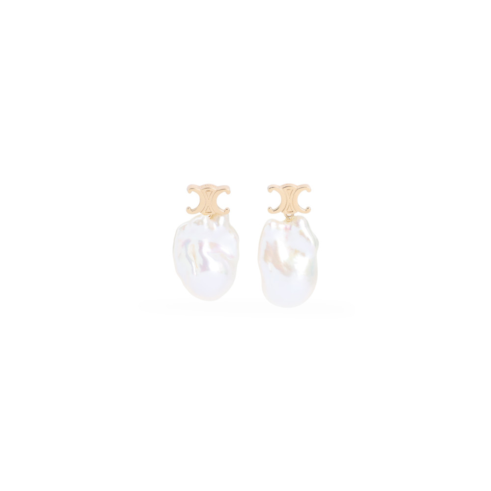 Golden Signature Pearl Drop Earrings