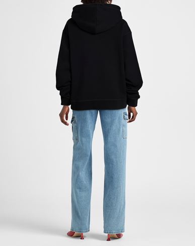Woman Sweatshirt Black Size M Cotton, Elastane