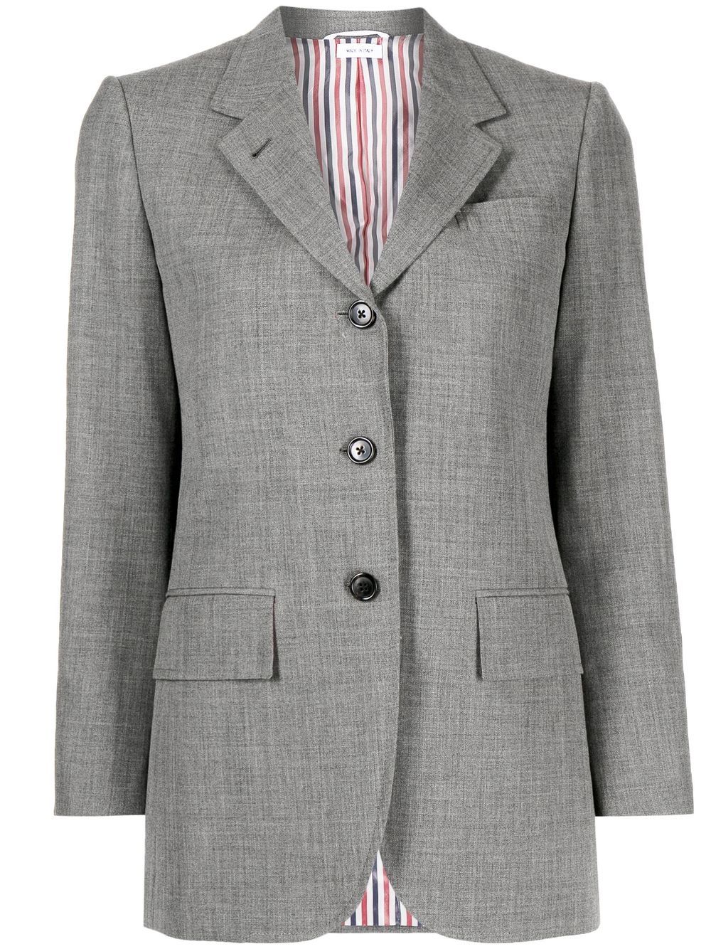 Embossed buttons single-breasted blazer - Blue