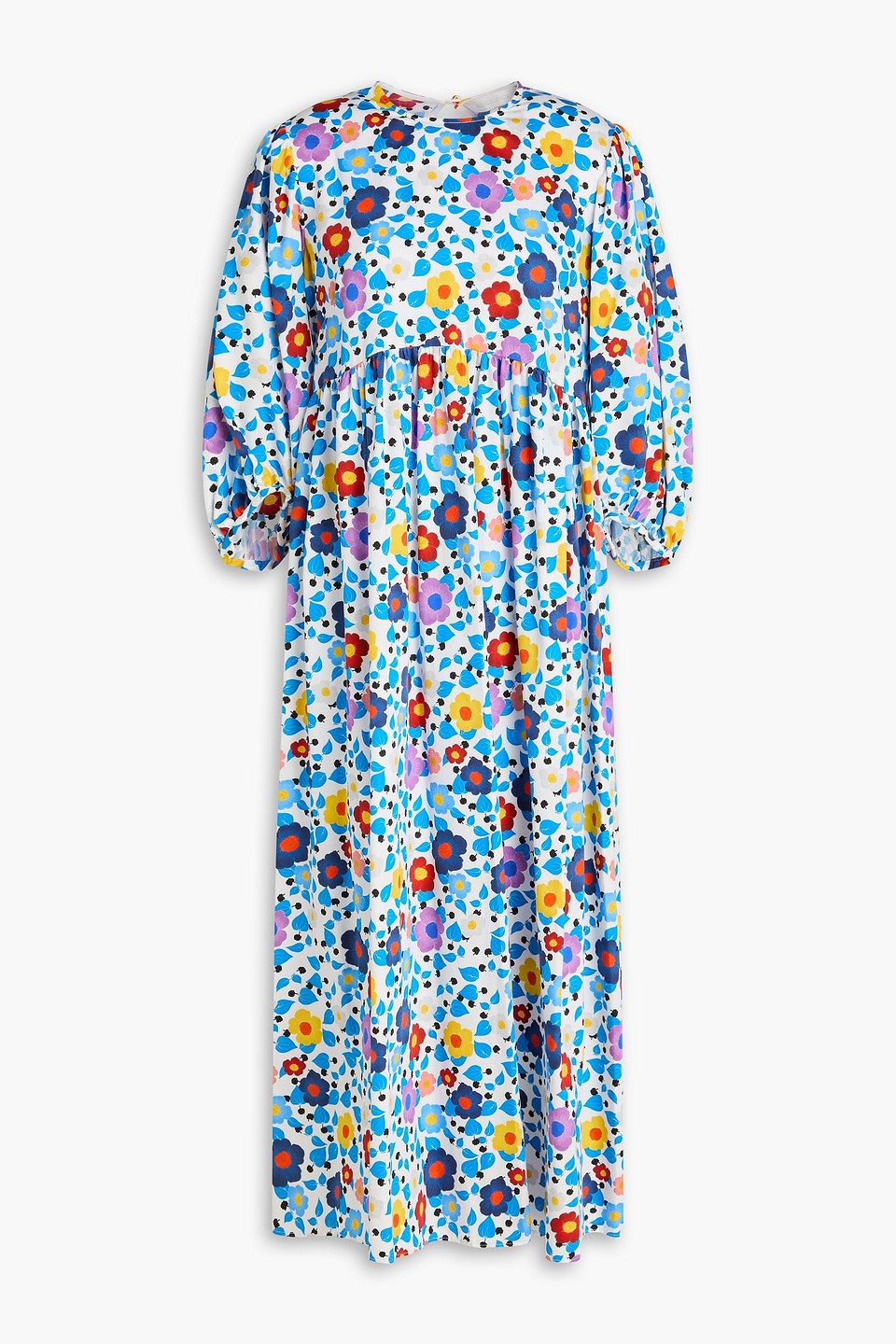 Vanessa floral-print cotton-sateen midi dress - Blue - UK 14