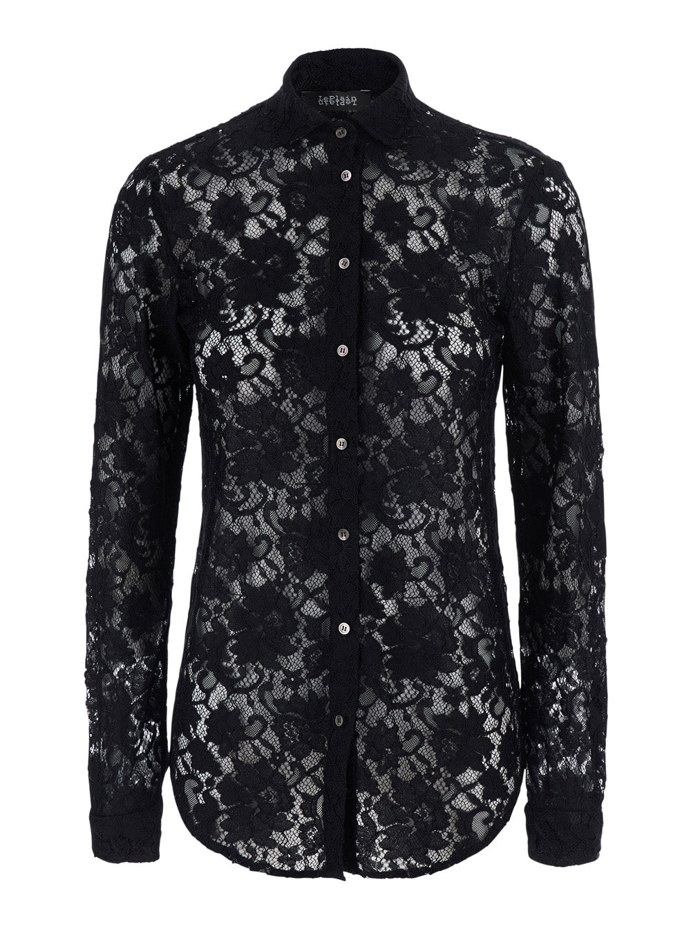 Lace-Embroidered Blouse — Black