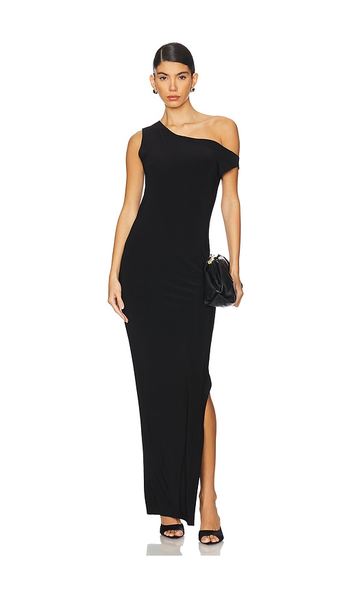 Norma Kamali FIGURBETONTES SCHULTERFREIES ABENDKLEID in Black. Größe XS. Also in L, M