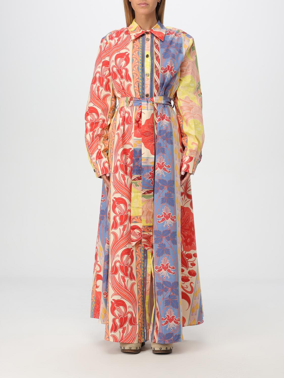 Summer cotton-blend shirt dress - Red