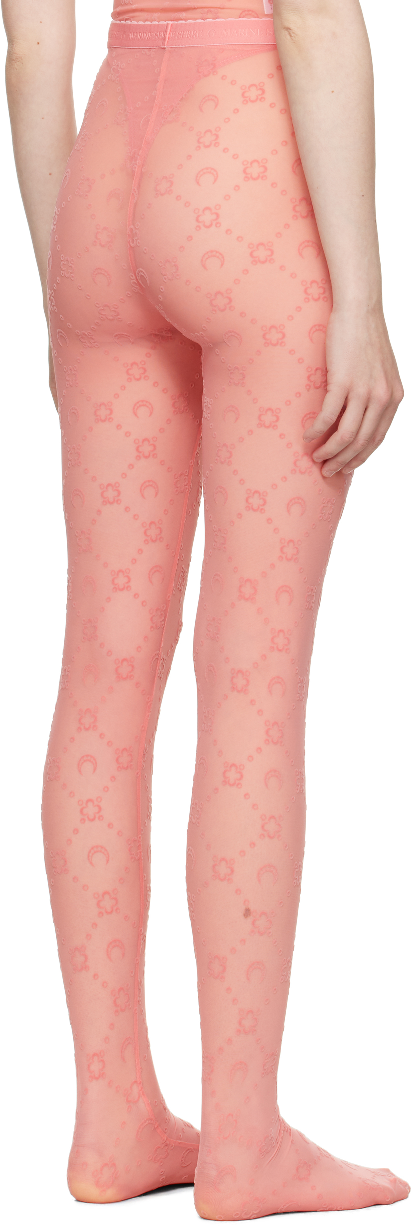 Marine Serre SSENSE Exclusive Pink Recycled Mesh Flock Tights