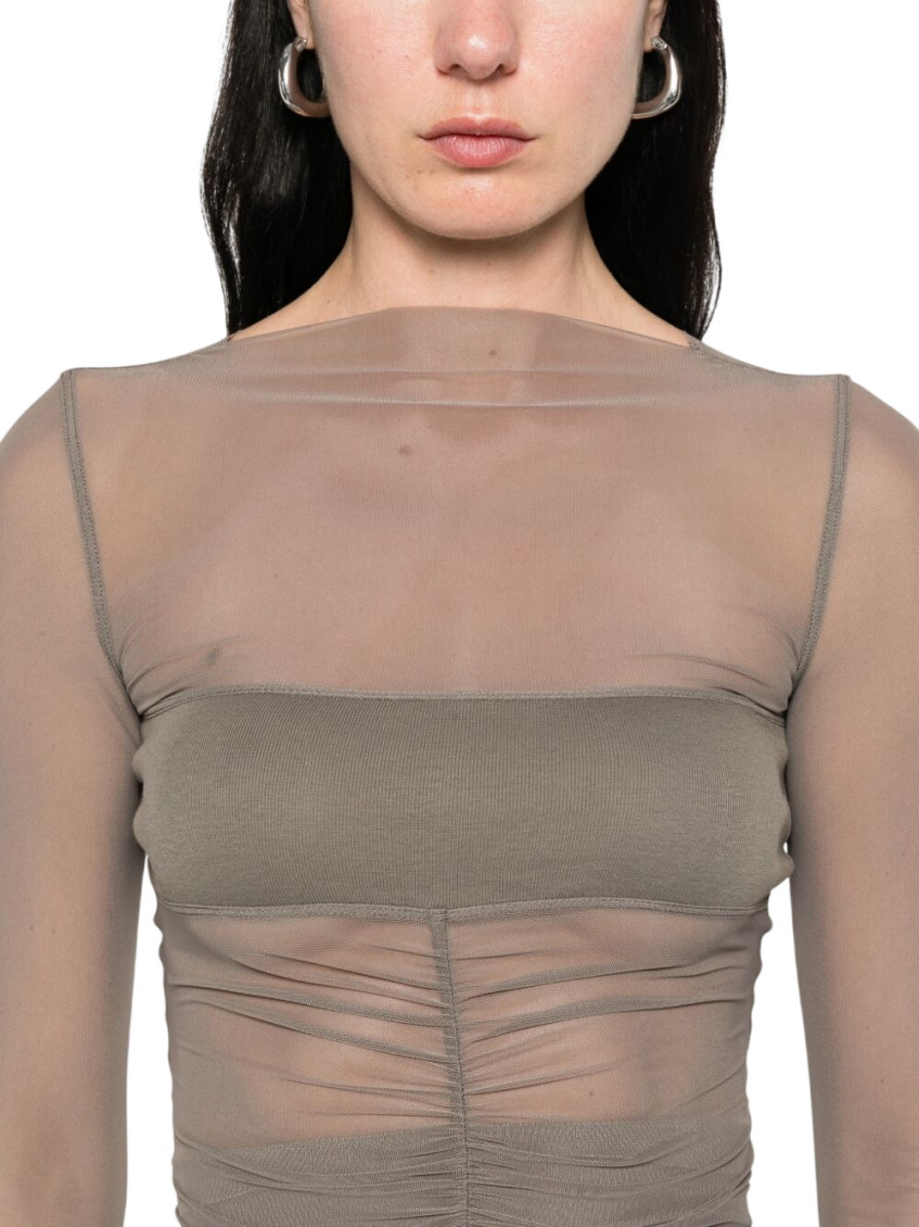 Rick Owens - sheer ruched long sleeve top