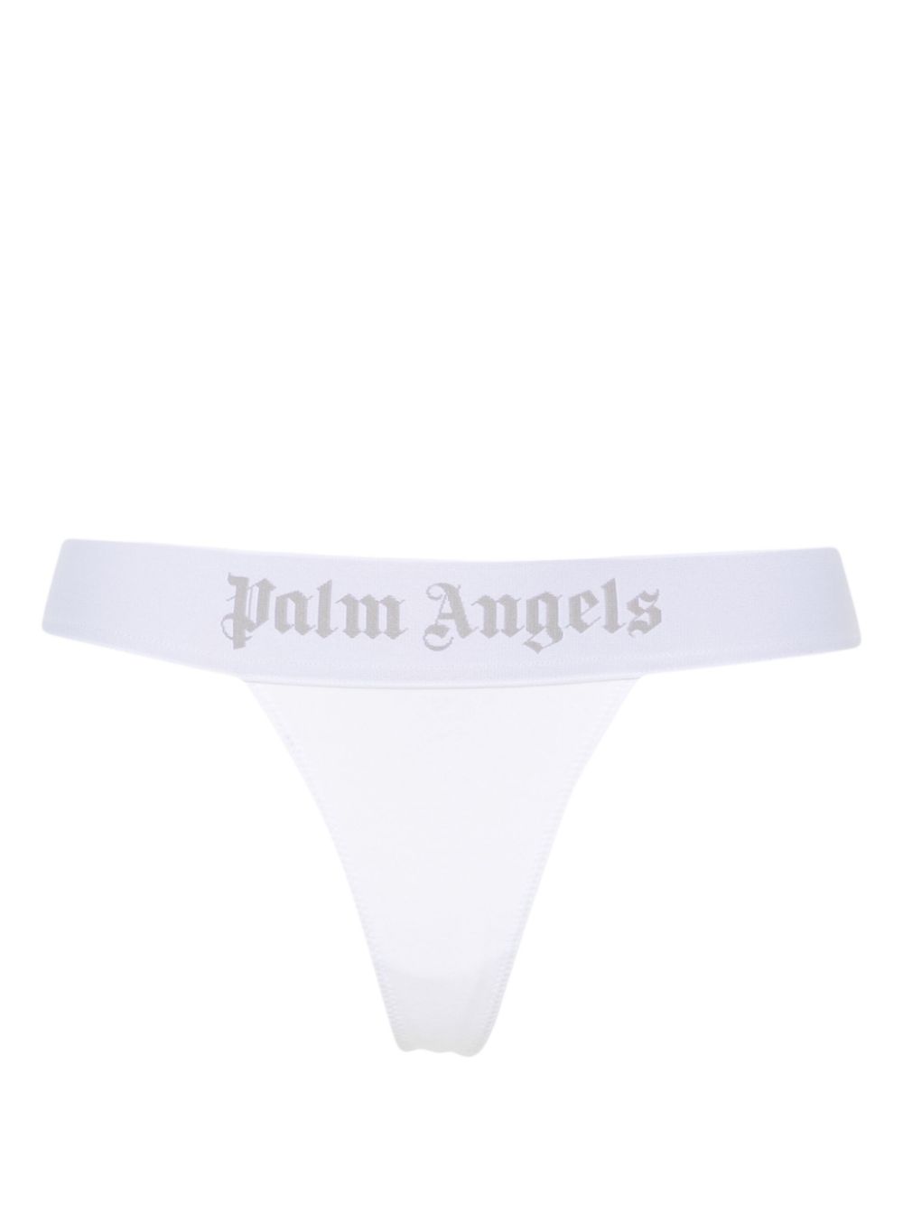 Logo-waistband jersey thong - White