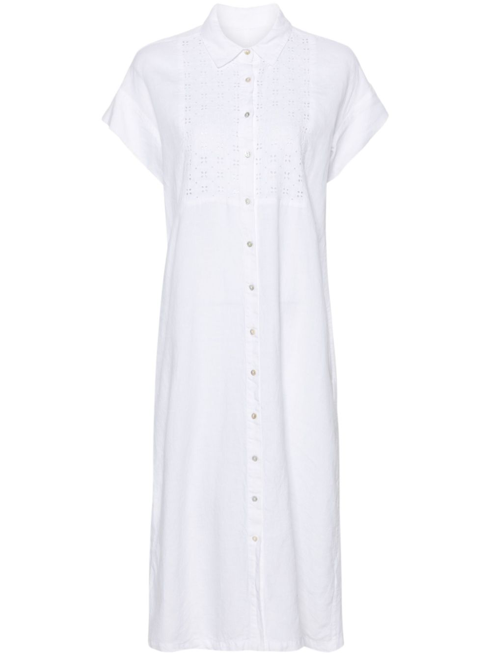 Broderie-anglaise midi shirt dress - White