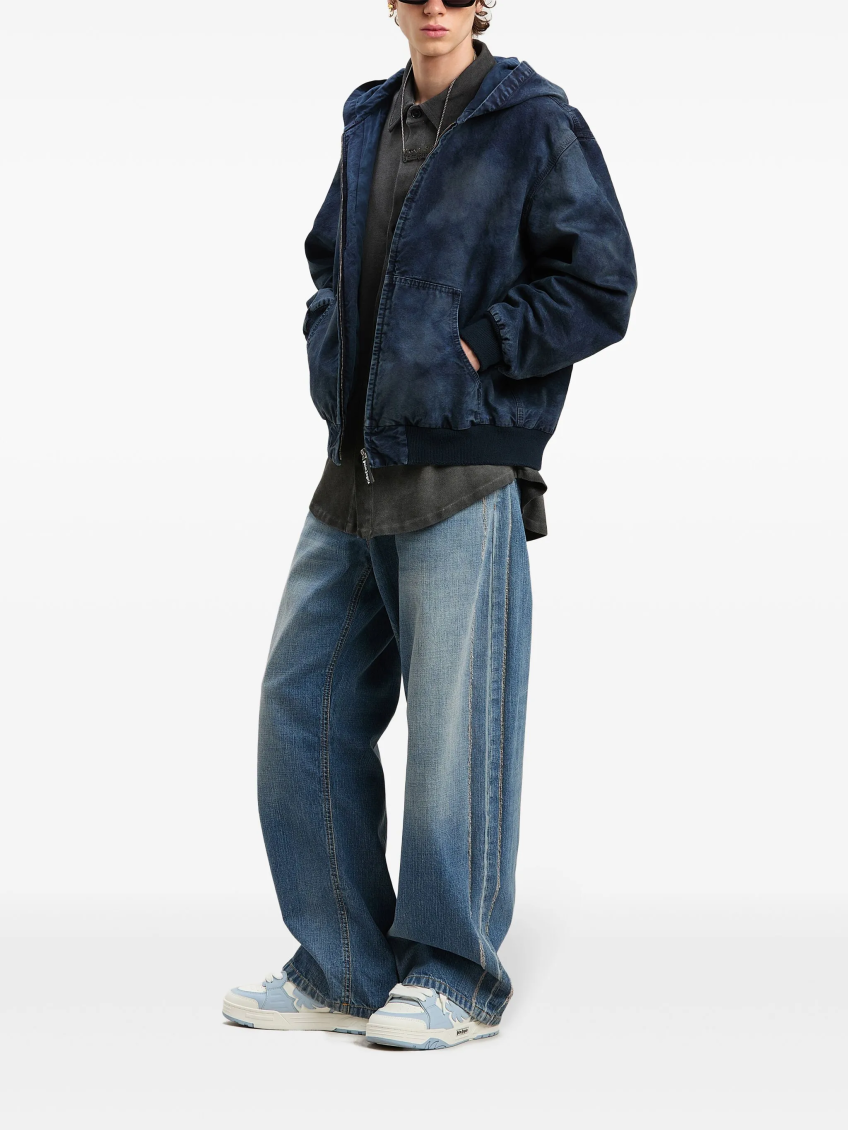 Curved logo loose-fit jeans - Blue