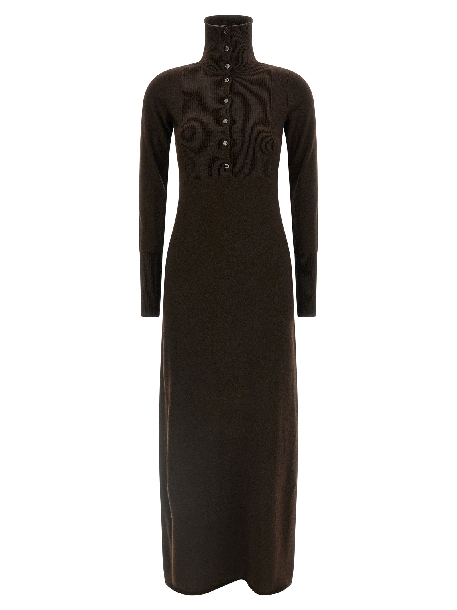 Ribbed Cashmere Dress — Brown