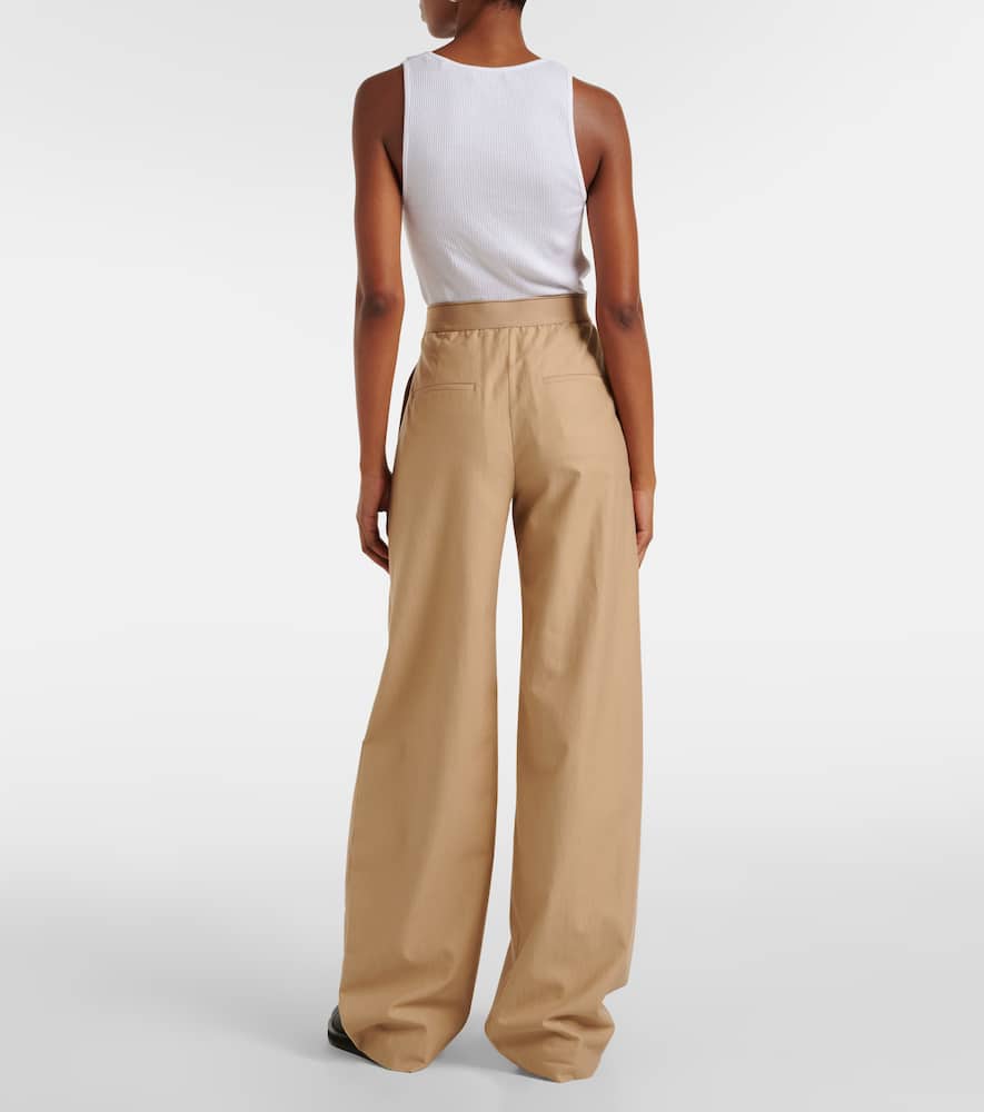 Cotton and wool wide-leg pants