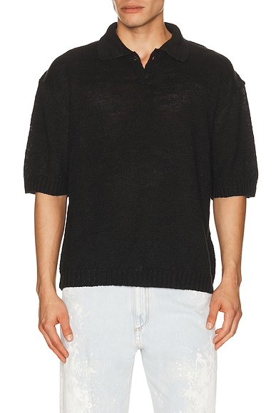 Maison Margiela Short Sleeve Polo Shirt in Black - Black. L also in