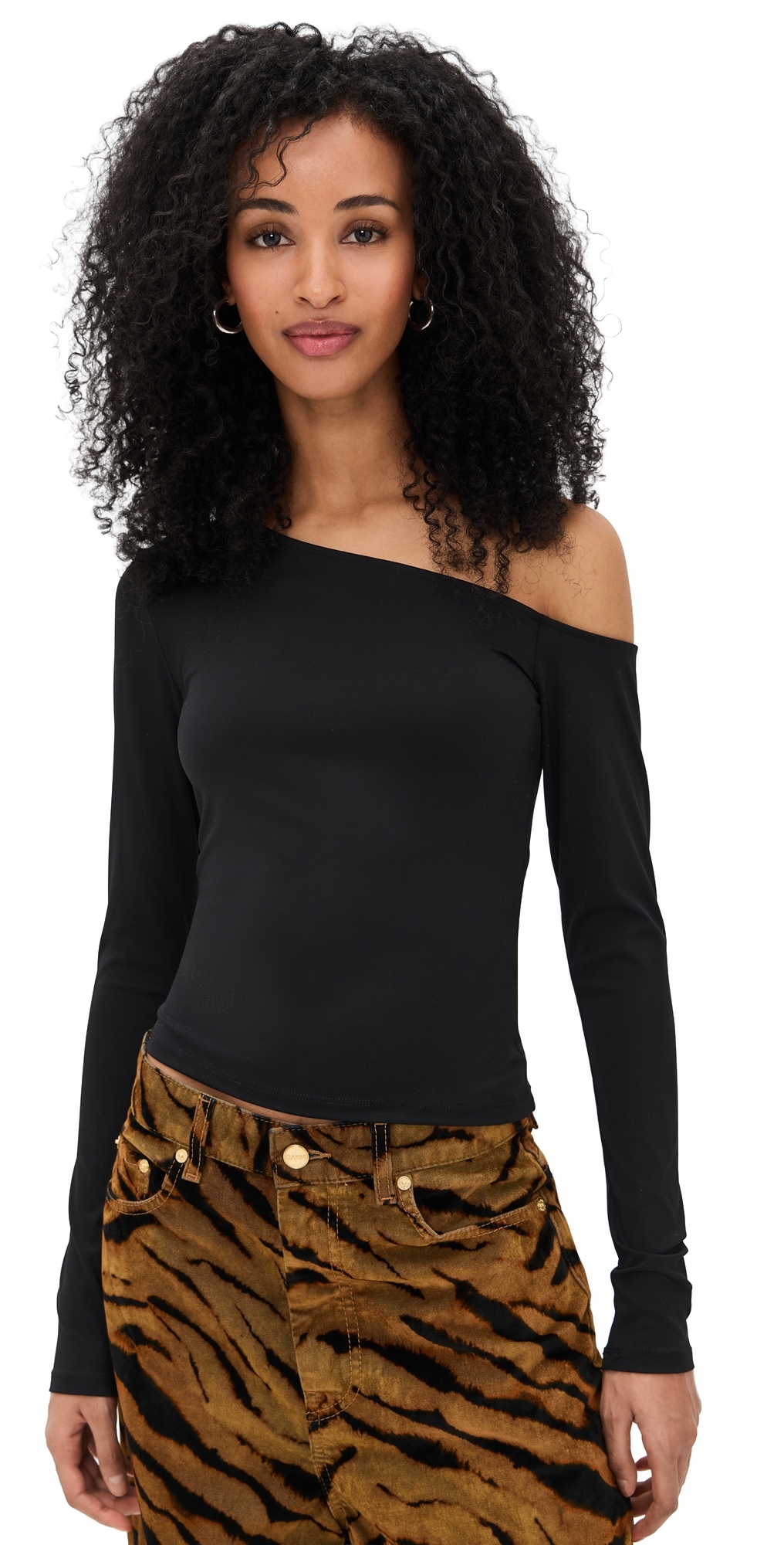 Weightless Sculpting One Shoulder Top Black001