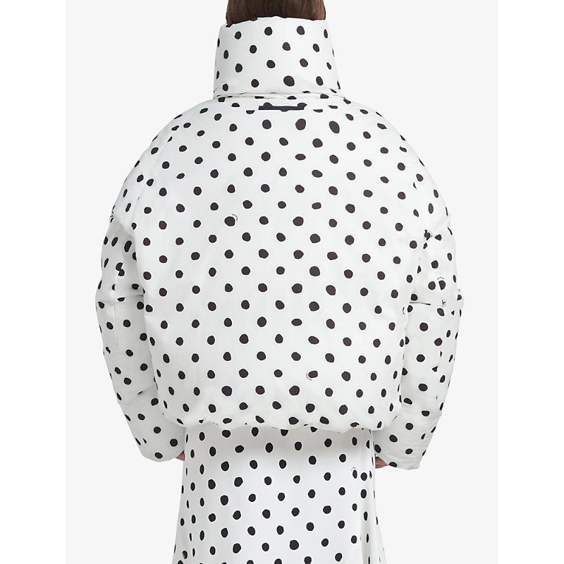 Womens Stone White Polka-dot High-neck Shell Jacket M