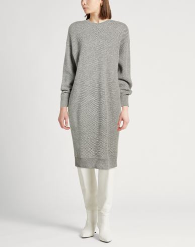 Woman Midi dress Grey Size S Virgin Wool, Silk, Cashmere