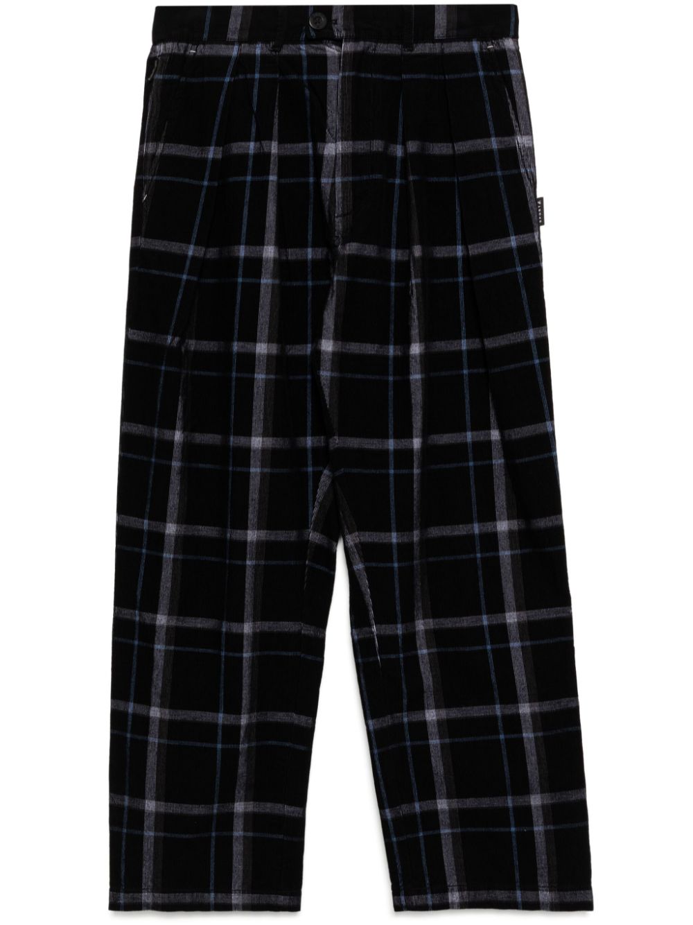 Check pattern wide pants - Blue