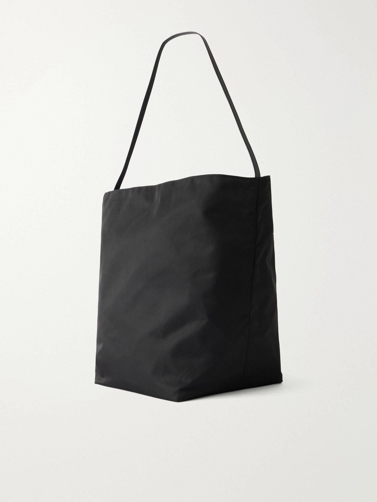 Bucket Leather-trimmed Shell Tote - Black