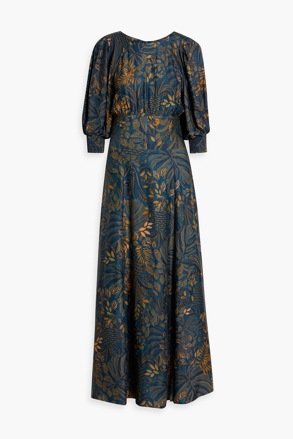 Printed crepe de chine maxi dress - Blue - XXS