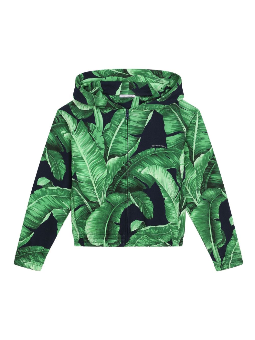 Banana leaf-print cotton hoodie - Green