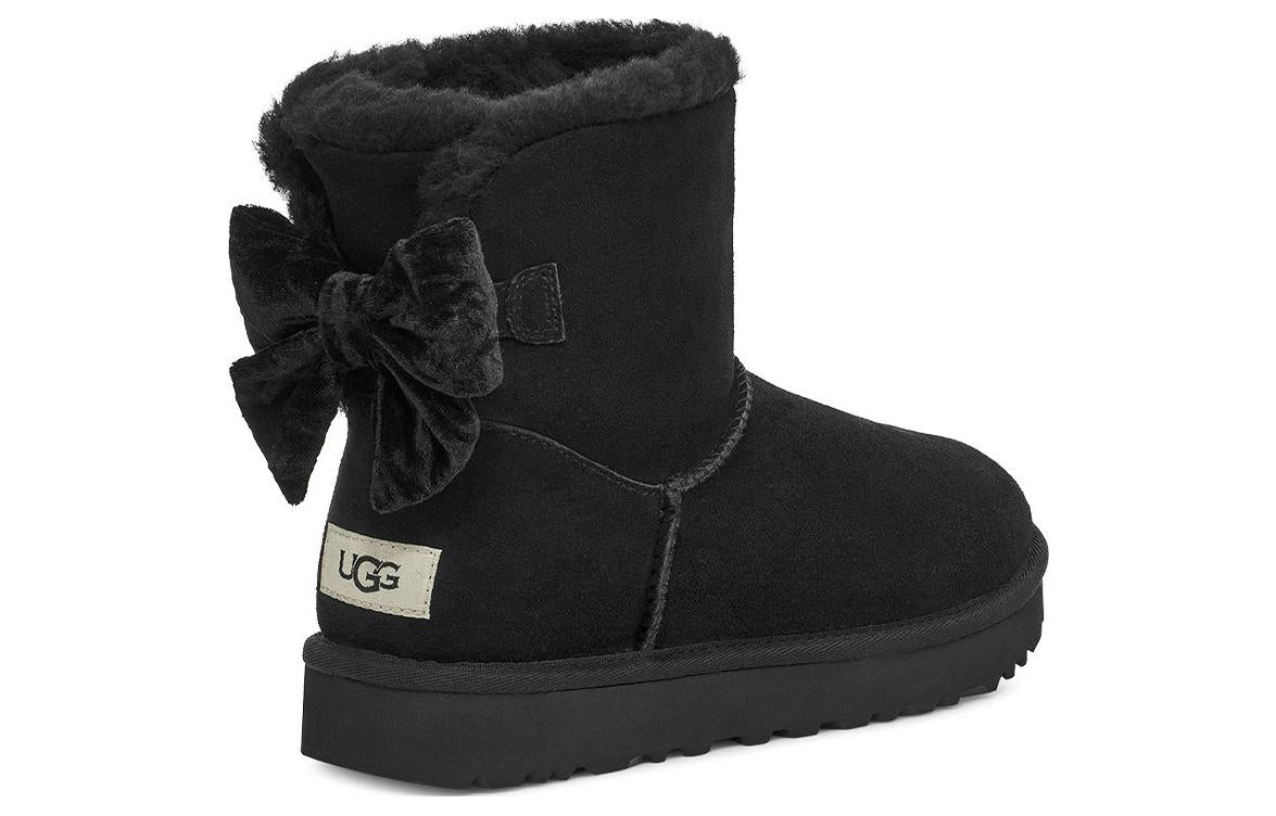 (WMNS) Mini Bailey Bow Crushed Velvet Boot 'Black'