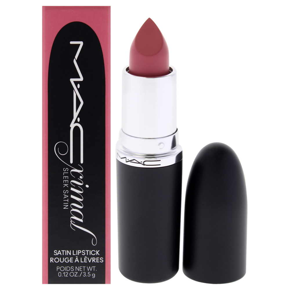 Macximal Sleek Satin Lipstick - Brave pink beige with a white pear