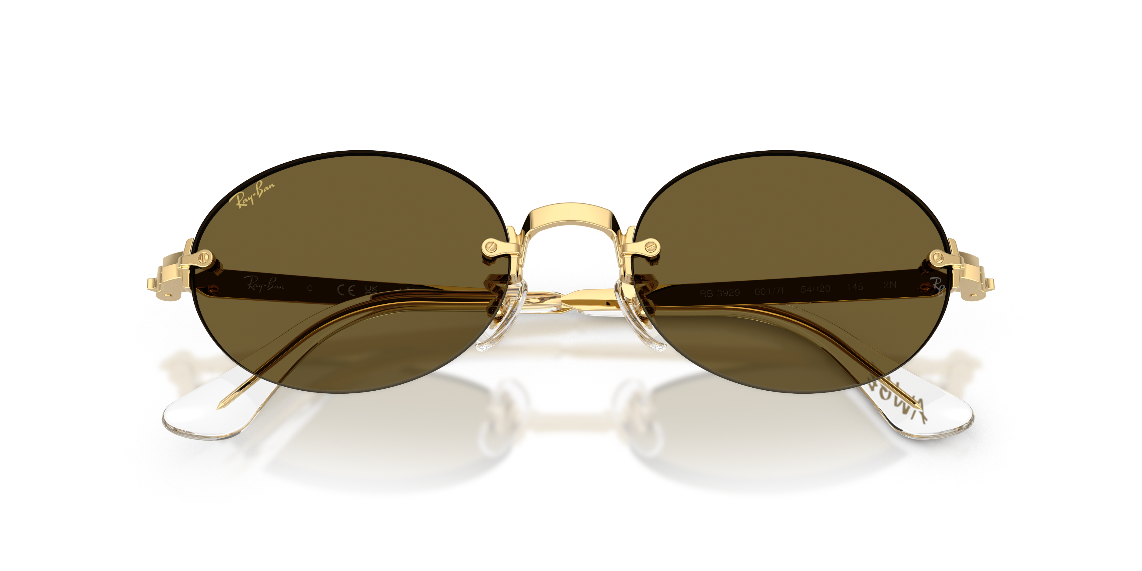 Ray - Ban Unisex Ray - Ban A$AP Rocky RB3929 001/73 Gafas de sol Metal Oro Marrón Redonda Norma