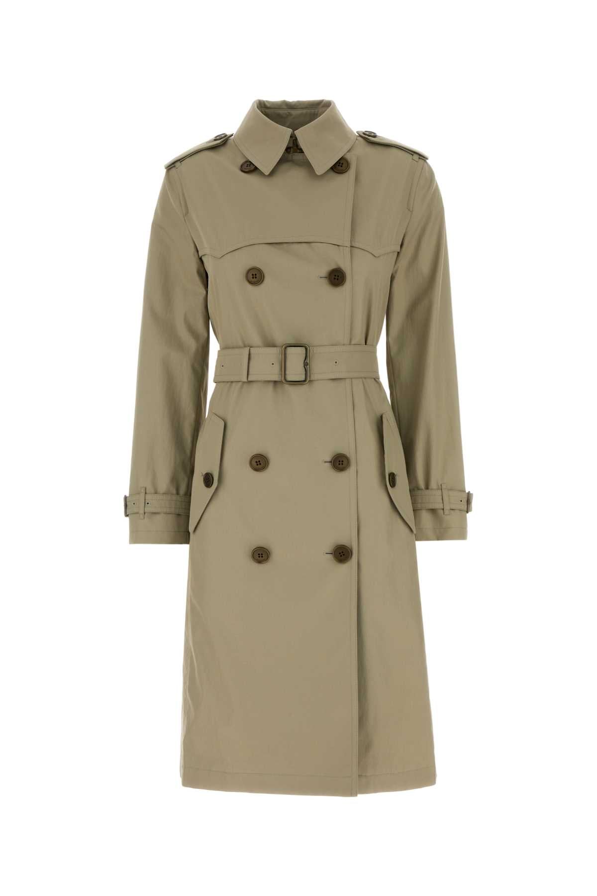 Double-Breasted Cotton Trench Coat — Beige