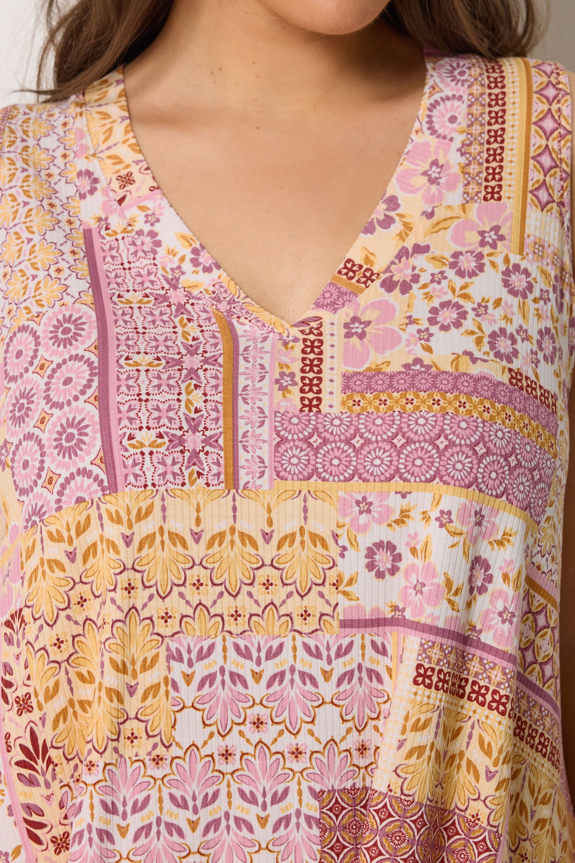 Yours Women's Patchwork Ribbed Vest Top
