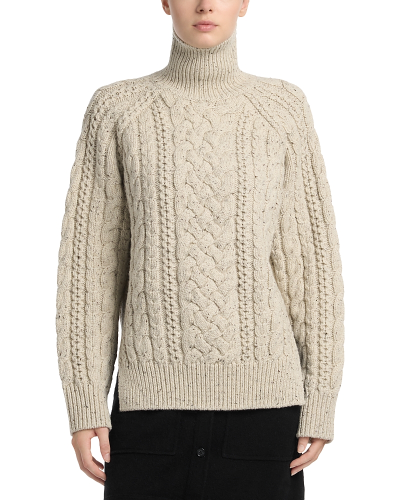 Cable Knit Wool Turtleneck Sweater