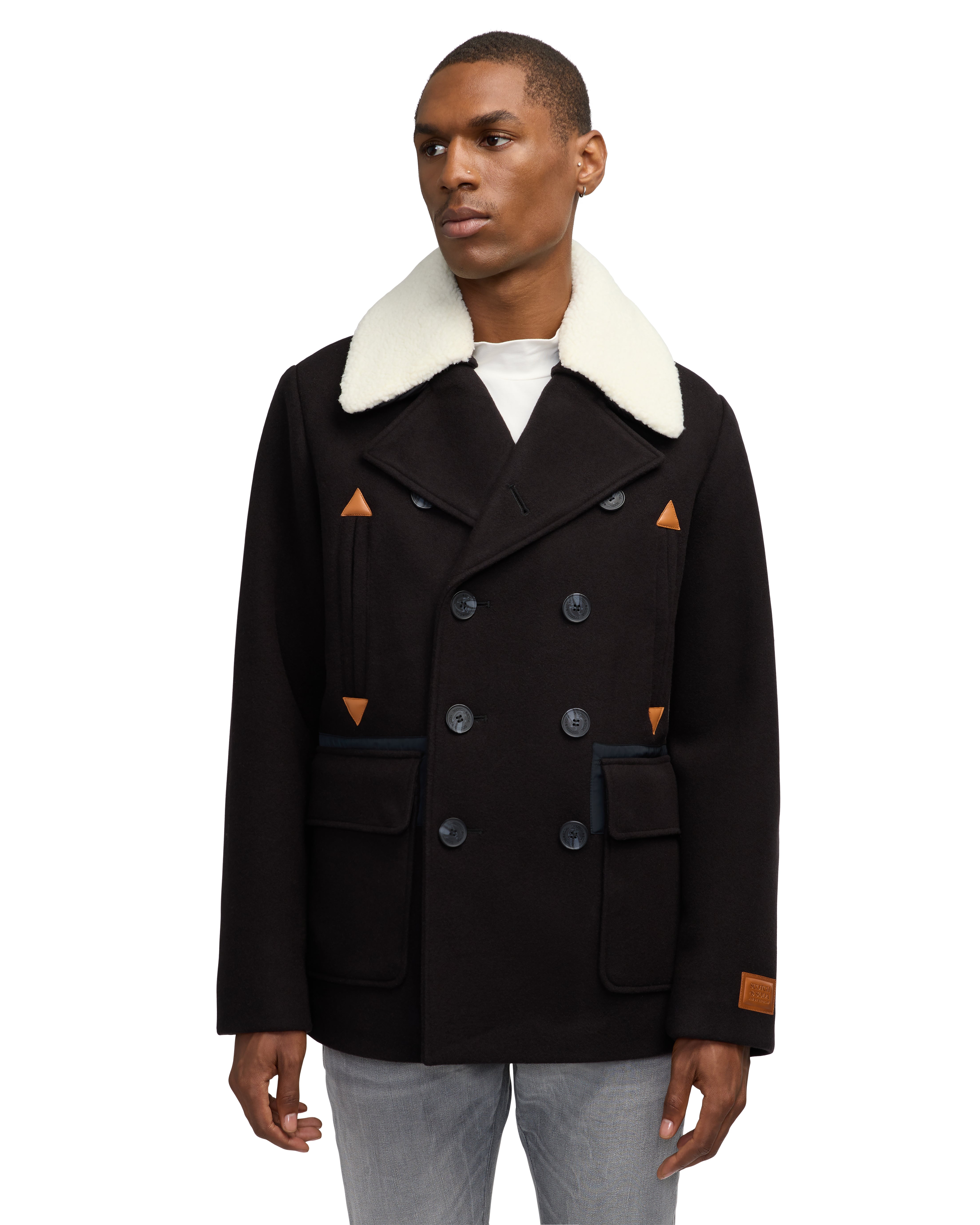 Men's Izak Peacoat With Contrast Detail And Removable Collar