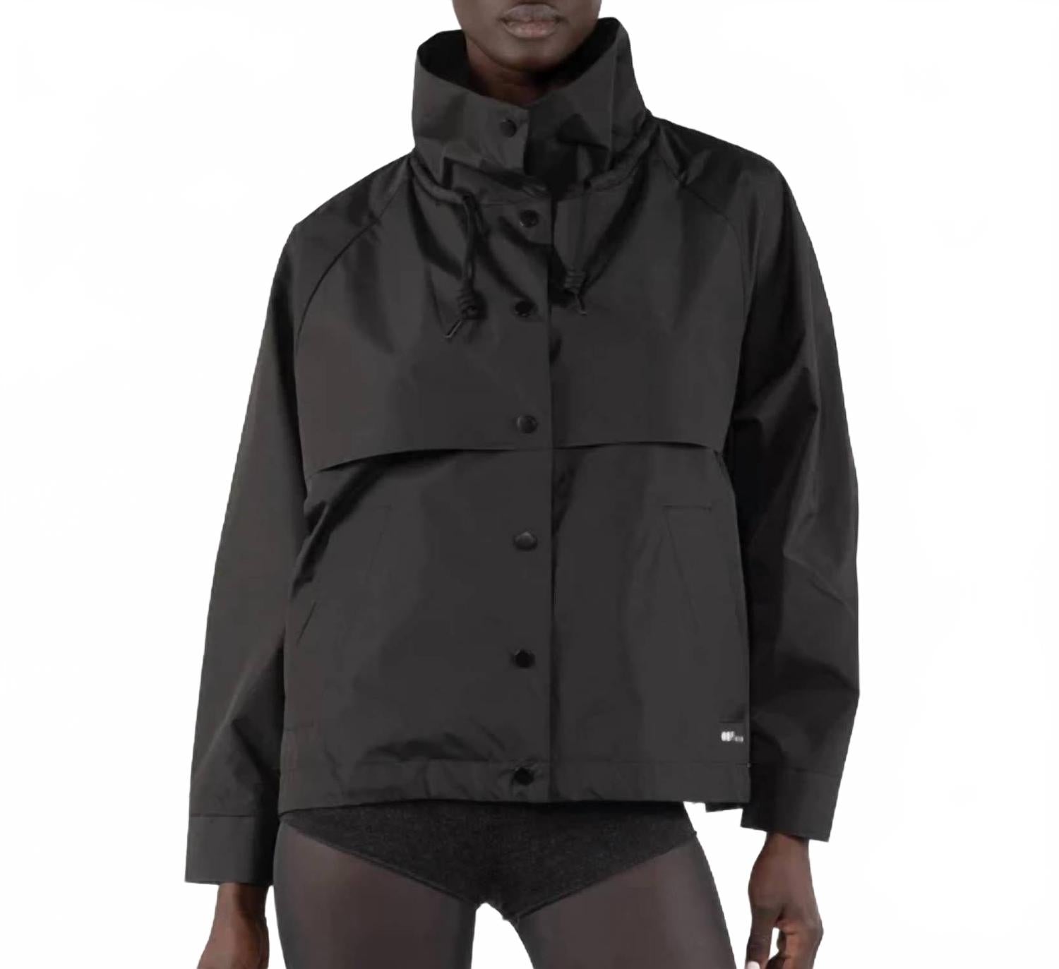 Short Water Repellent Jacket With Hood In Black